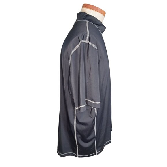 Lands End Mens XXL 2XL 50-52 Mock Neck Rash Guard Swim Shirt Black Short Sleeve - Picture 5 of 11